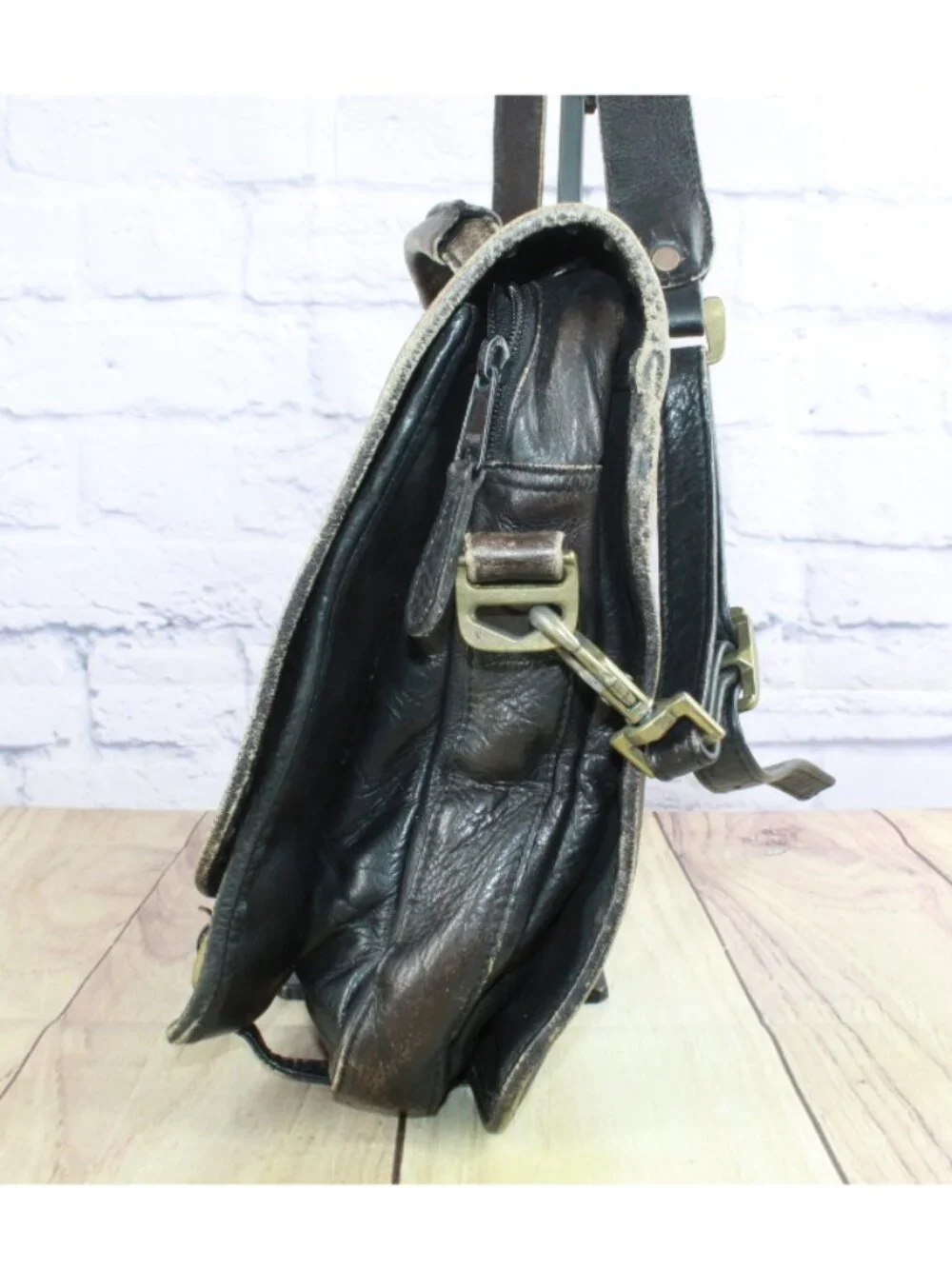 Vintage Brown Leather Messenger Laptop Briefcase Satchel Shoulder Bag 15x10